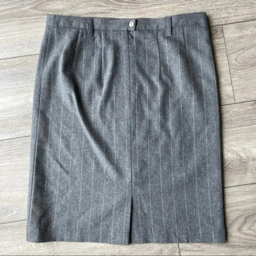 Hauber Wool Blend Made in Germany Striped Pencil Career Skirt - Picture 4 of 7